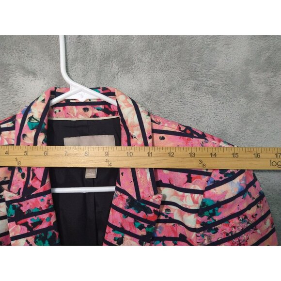Banana Republic Blazer Womens 10 Pink Floral Striped Bella Jacket Blossom - Picture 8 of 14
